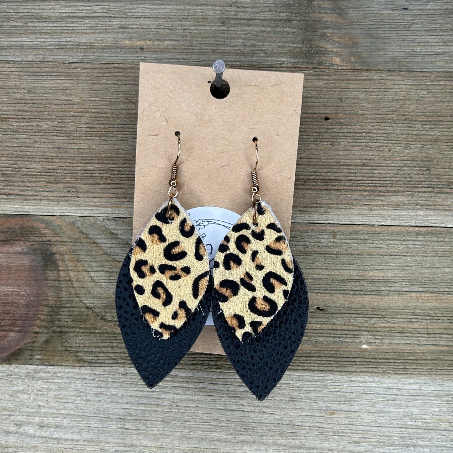 Cheetah/Black Double Layer Earrings