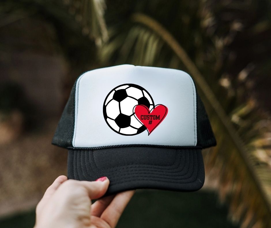sports heart number trucker hat