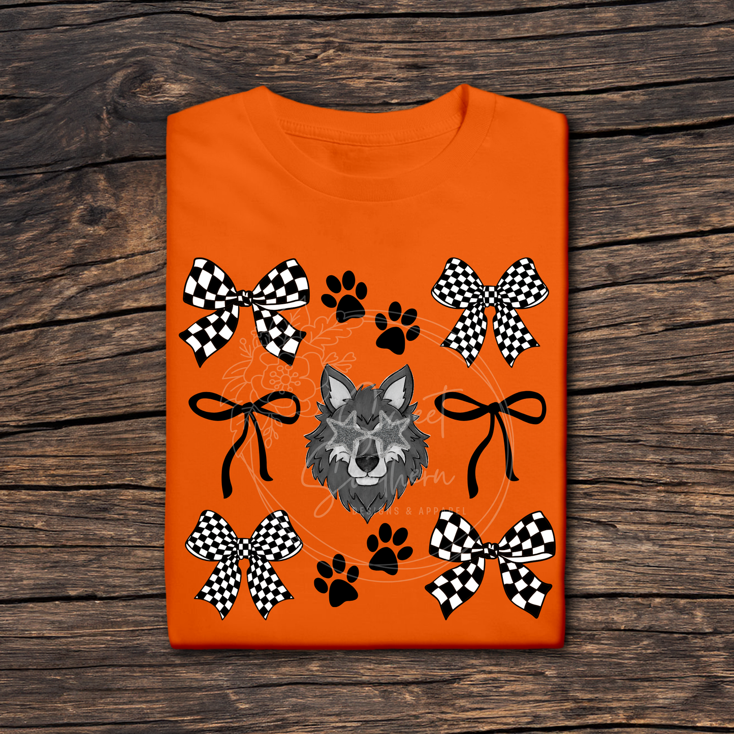 checkered bow wolves t-shirt
