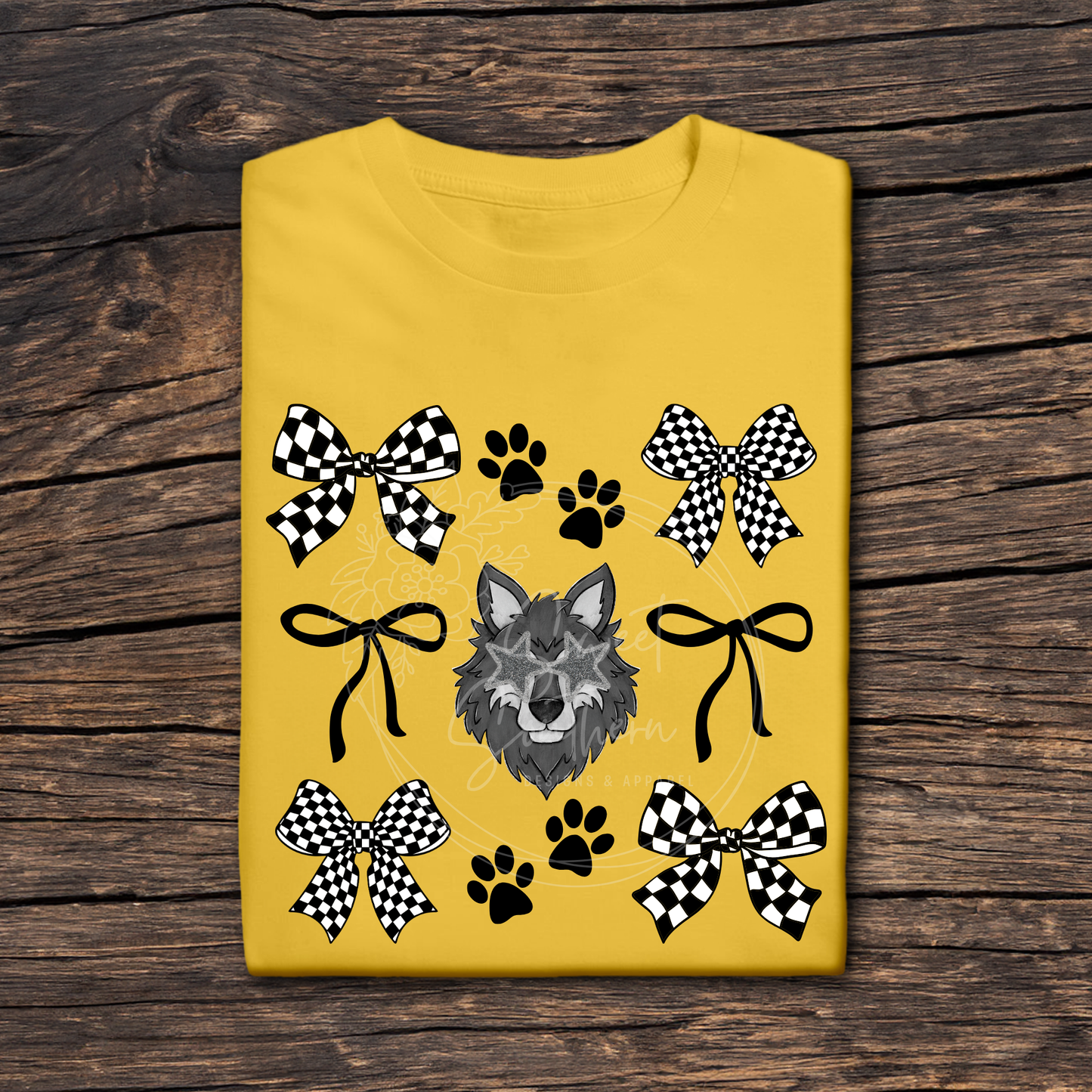 checkered bow wolves t-shirt