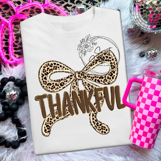 cheetah bow thankful shirt