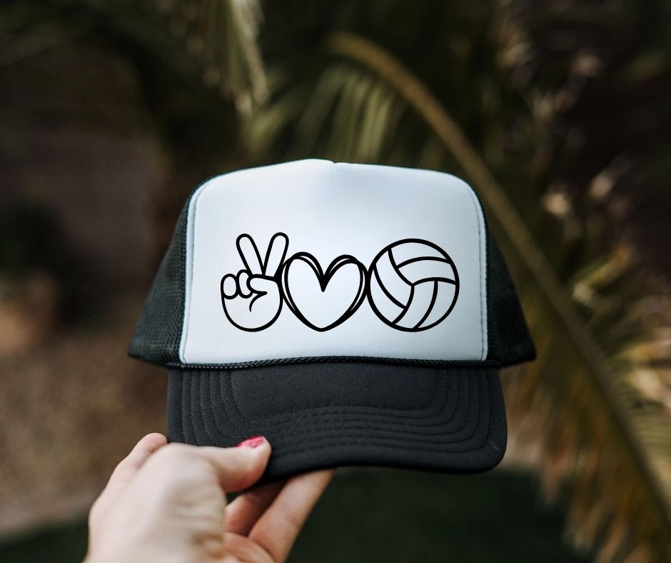 peace love sports trucker hat