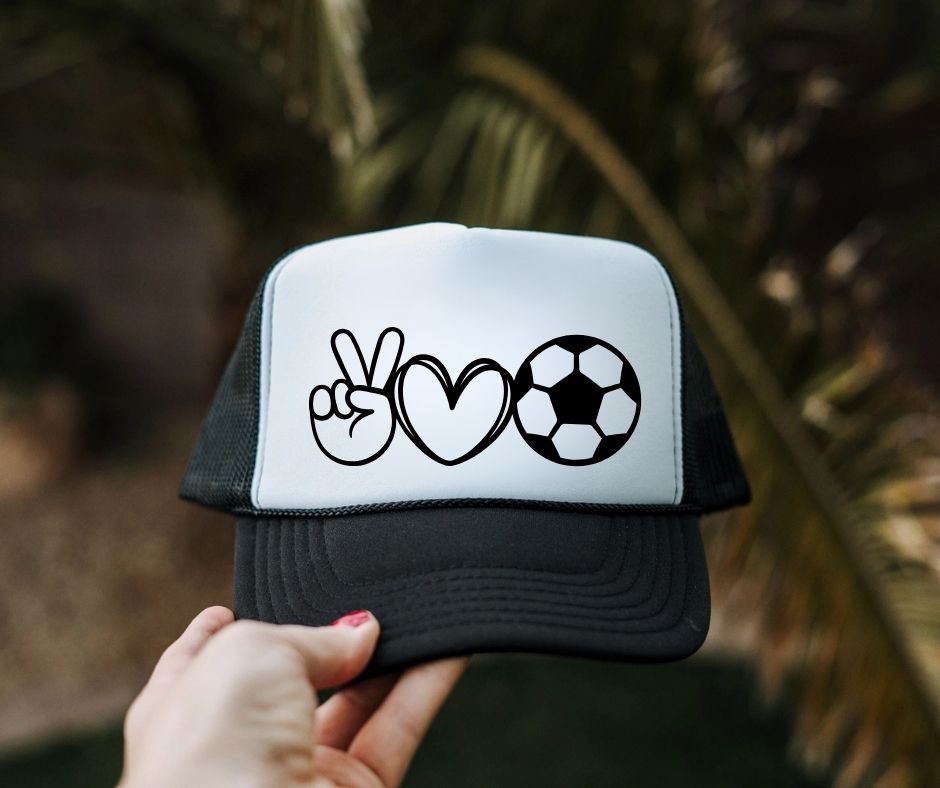peace love sports trucker hat