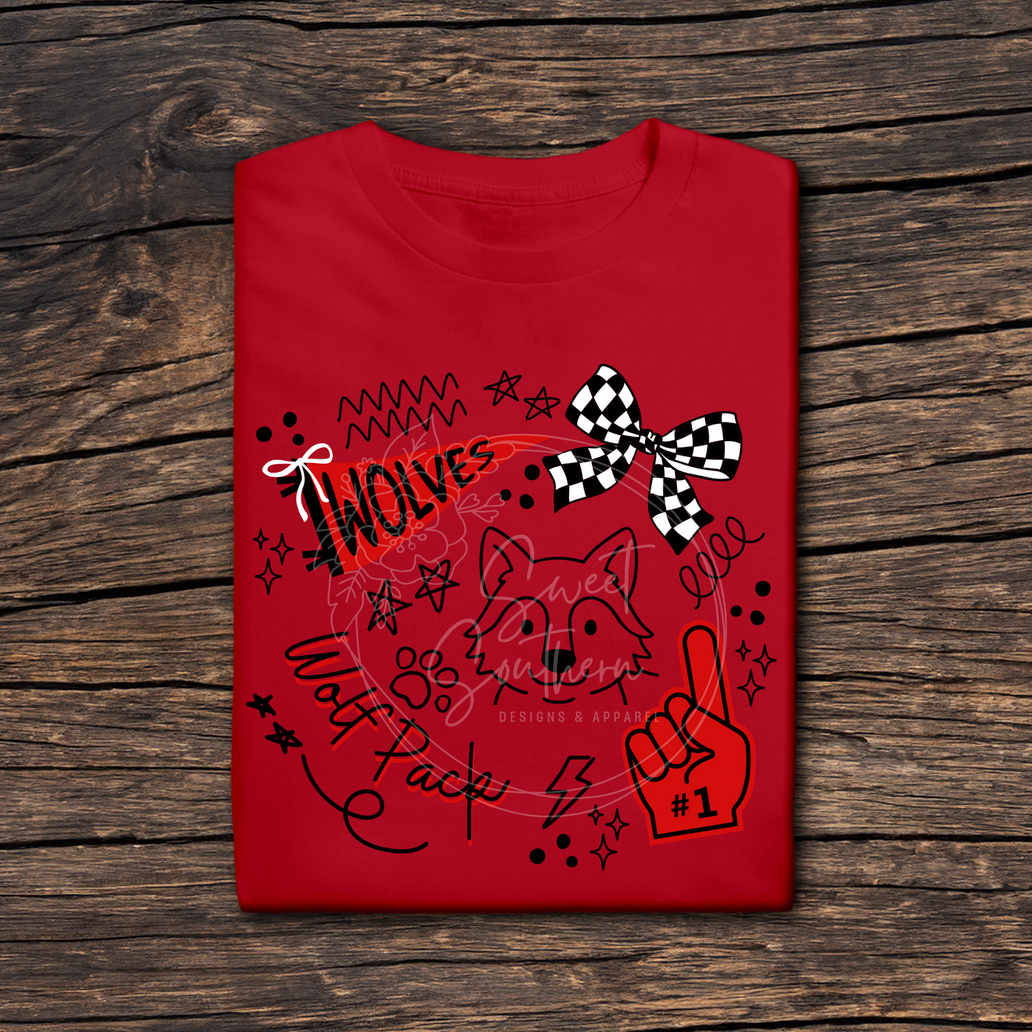doodle wolves den t-shirt