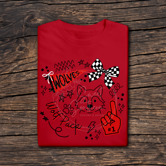 doodle wolves den t-shirt