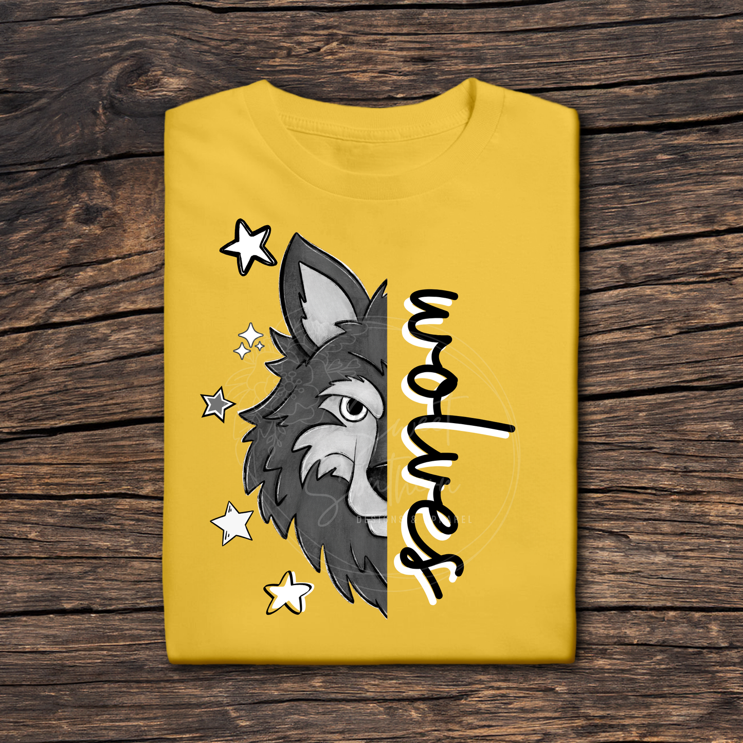 star wolf head colored t-shirt