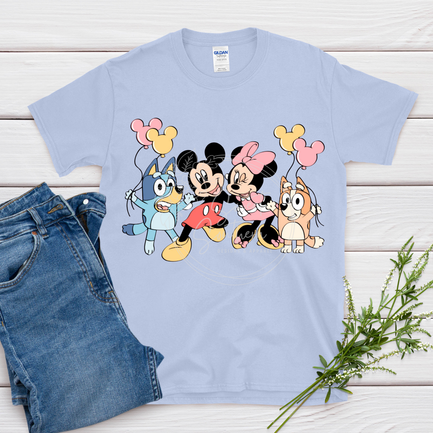 minnie mickey bluey t-shirt