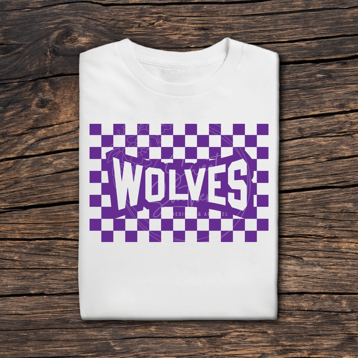 checkered wolves white t-shirt