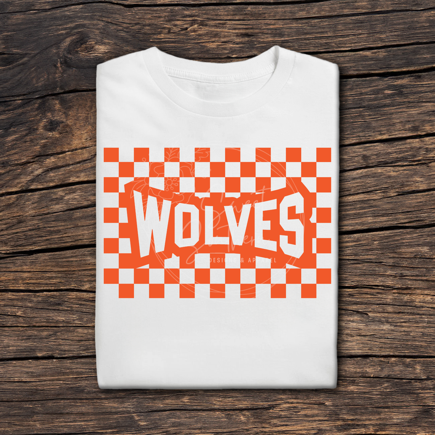 checkered wolves white t-shirt