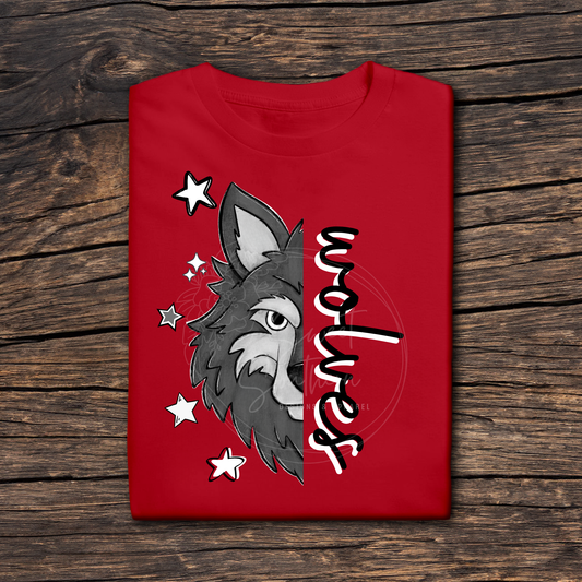 star wolf head colored t-shirt
