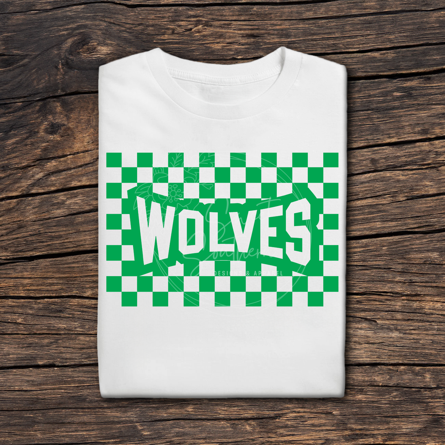 checkered wolves white t-shirt