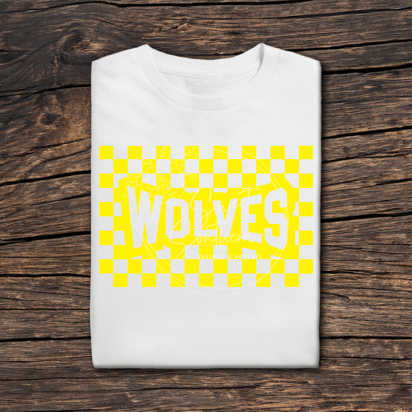 checkered wolves white t-shirt