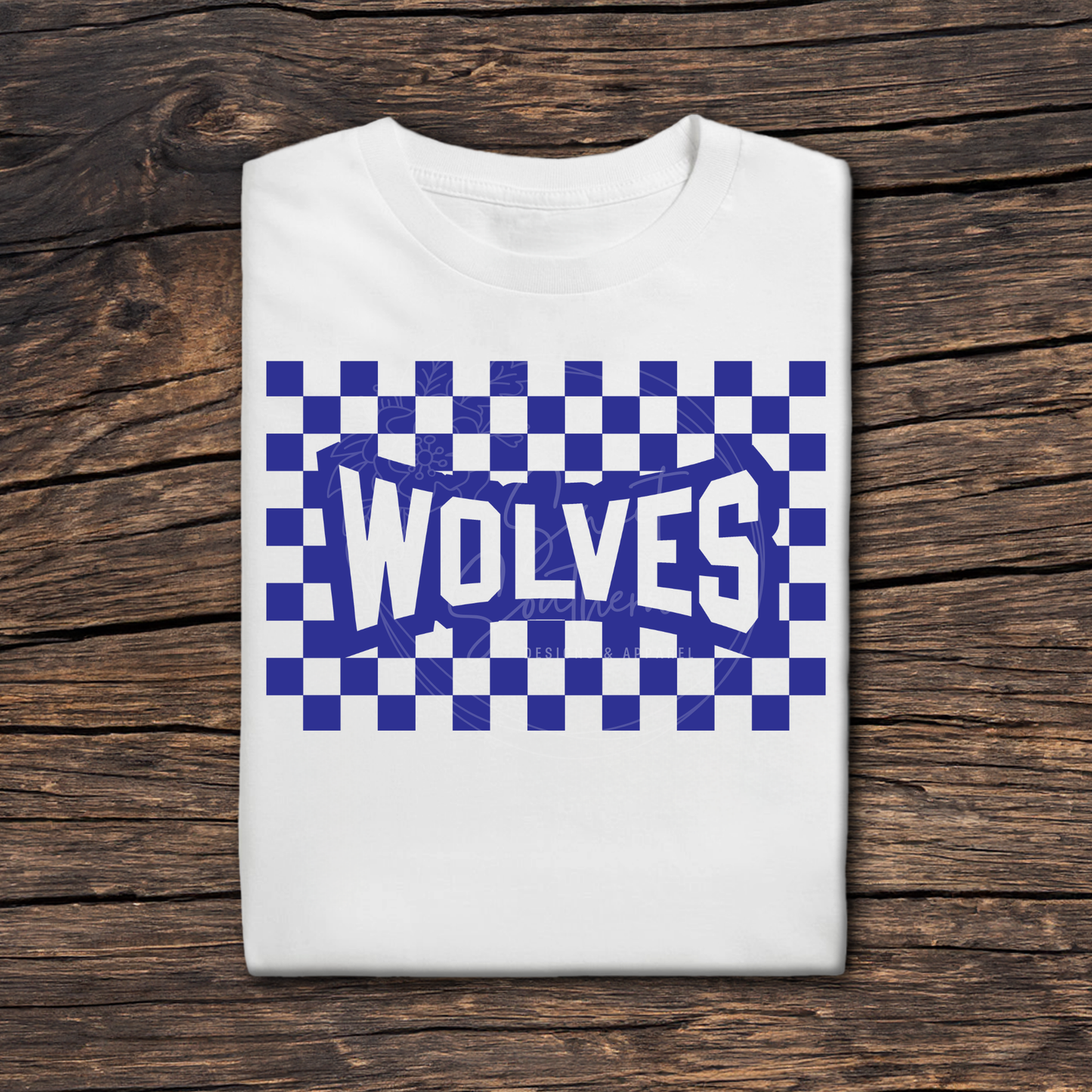 checkered wolves white t-shirt
