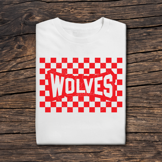 checkered wolves white t-shirt