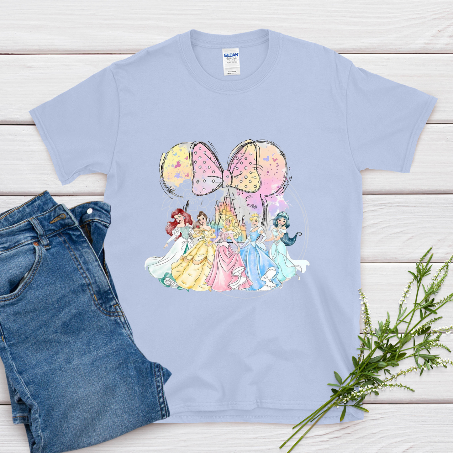 princess with minnie bow t-shirt