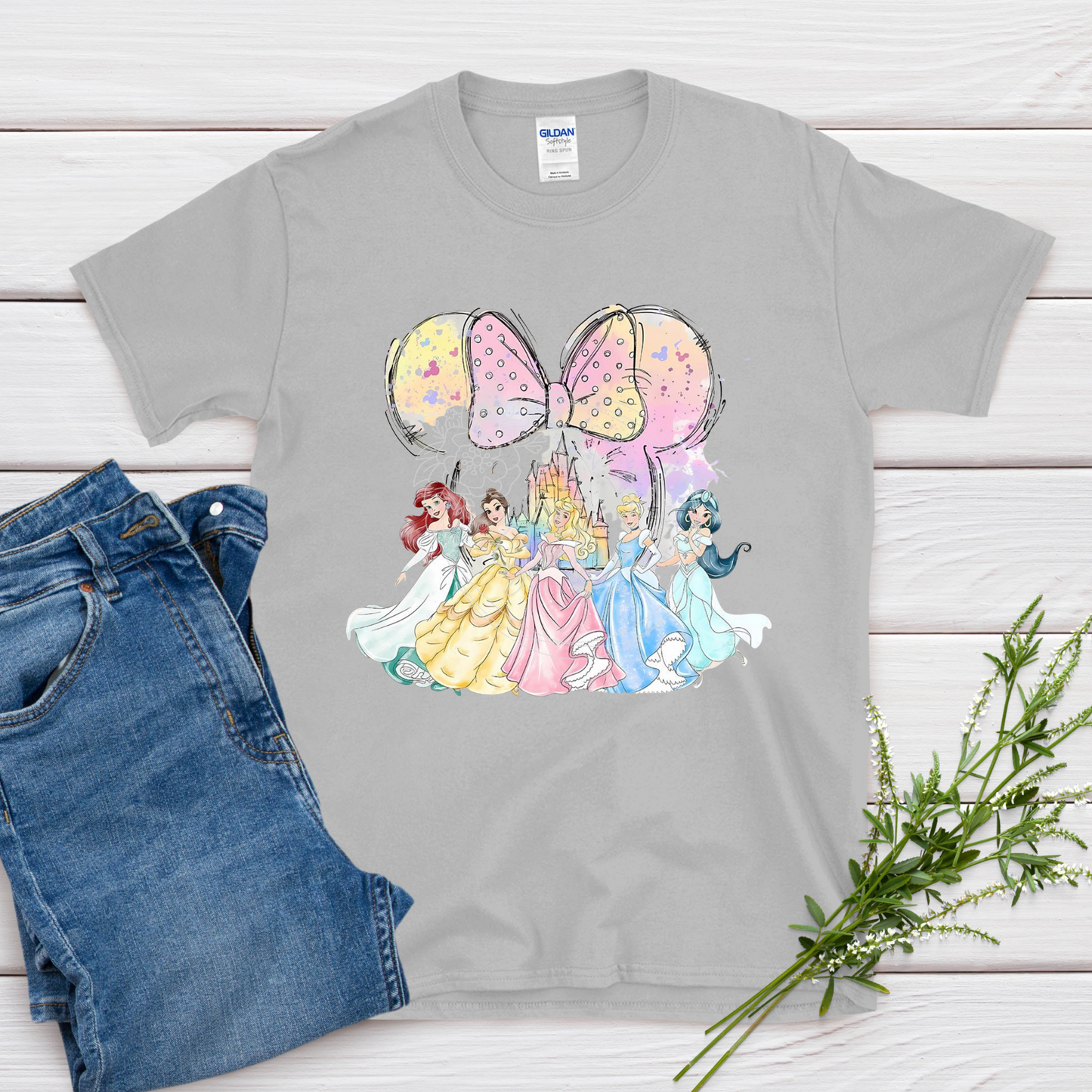 princess with minnie bow t-shirt