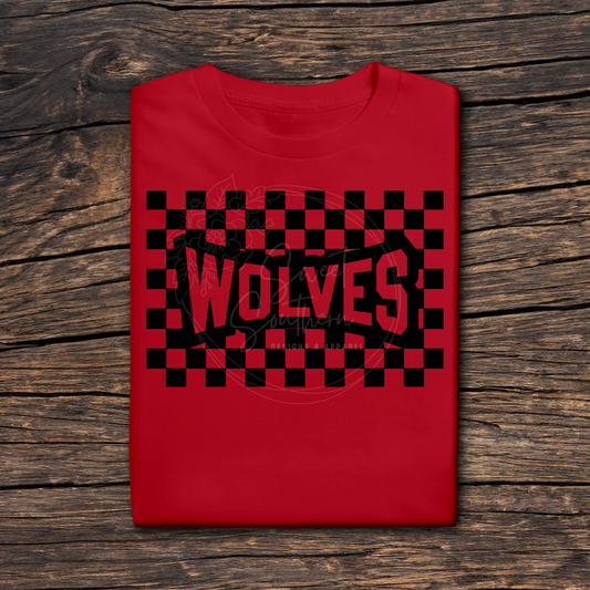 checkered wolves colored t-shirt
