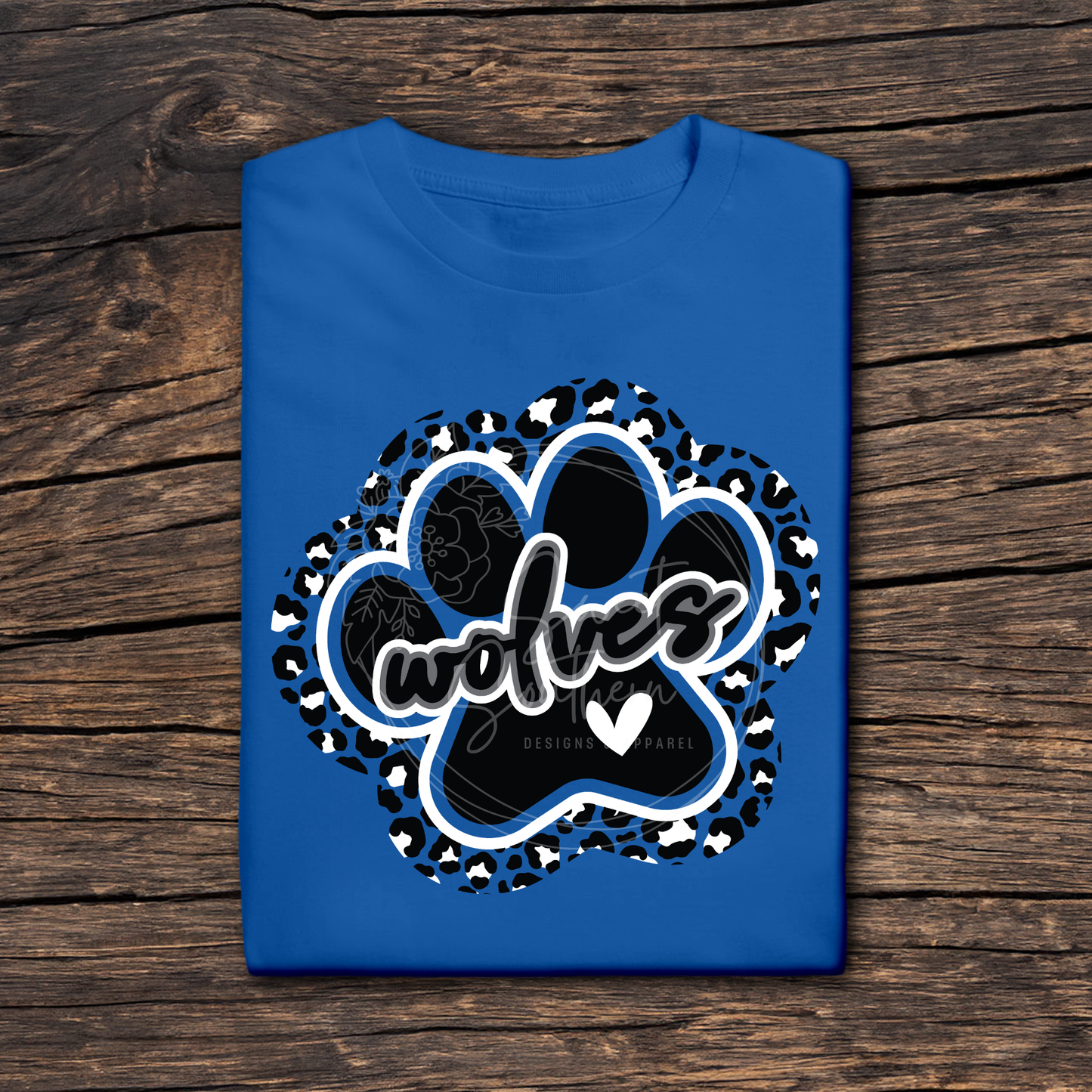 wolves paw print colored t-shirt
