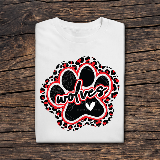 wolves paw print white t-shirt