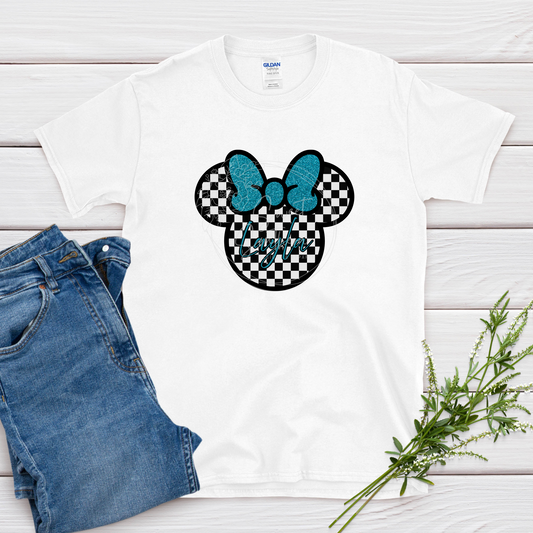 minnie mouse checkered personalized t-shirt