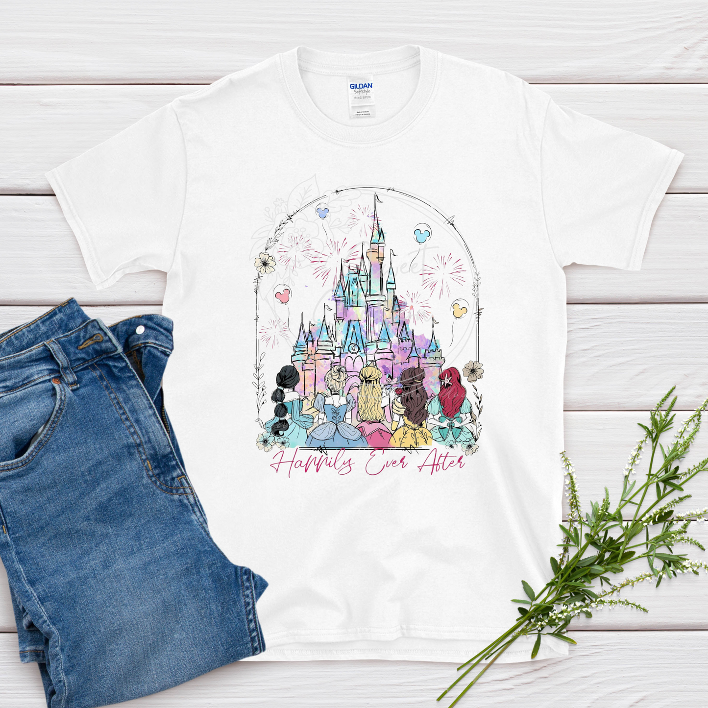 princess' with castle t-shirt