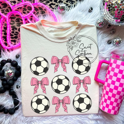 soccer balls and bows t-shirt