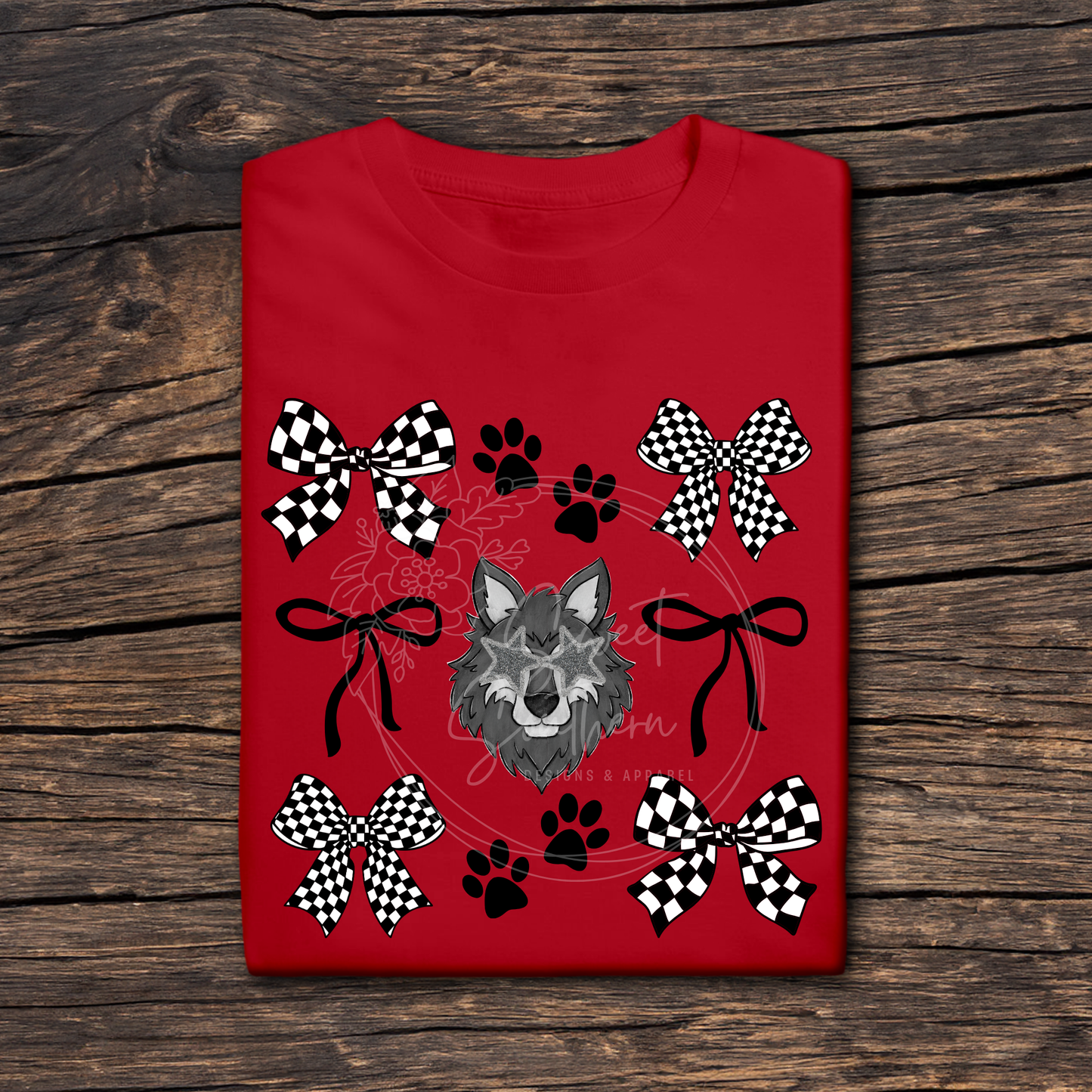 checkered bow wolves t-shirt