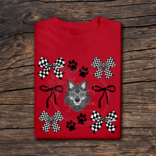 checkered bow wolves t-shirt