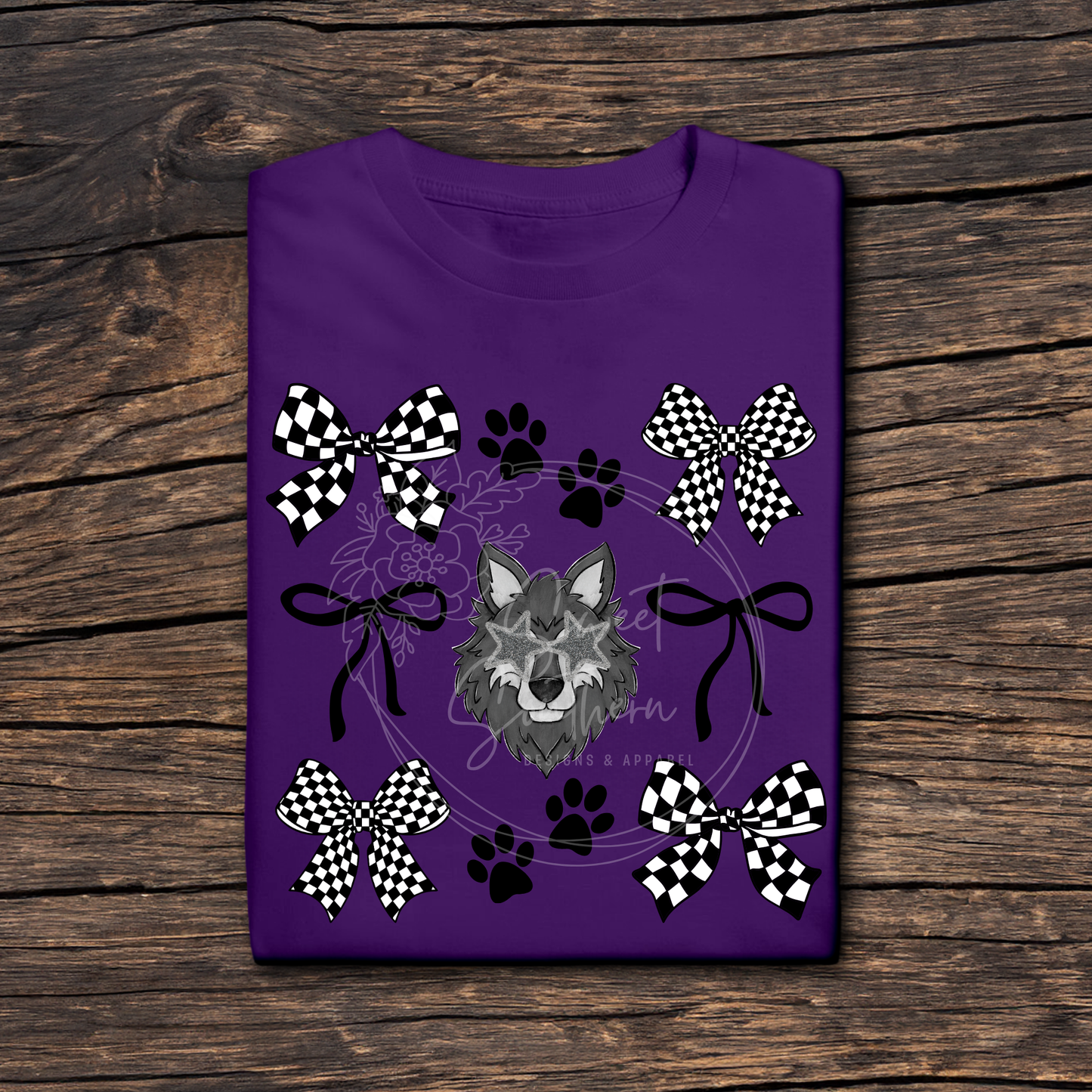 checkered bow wolves t-shirt