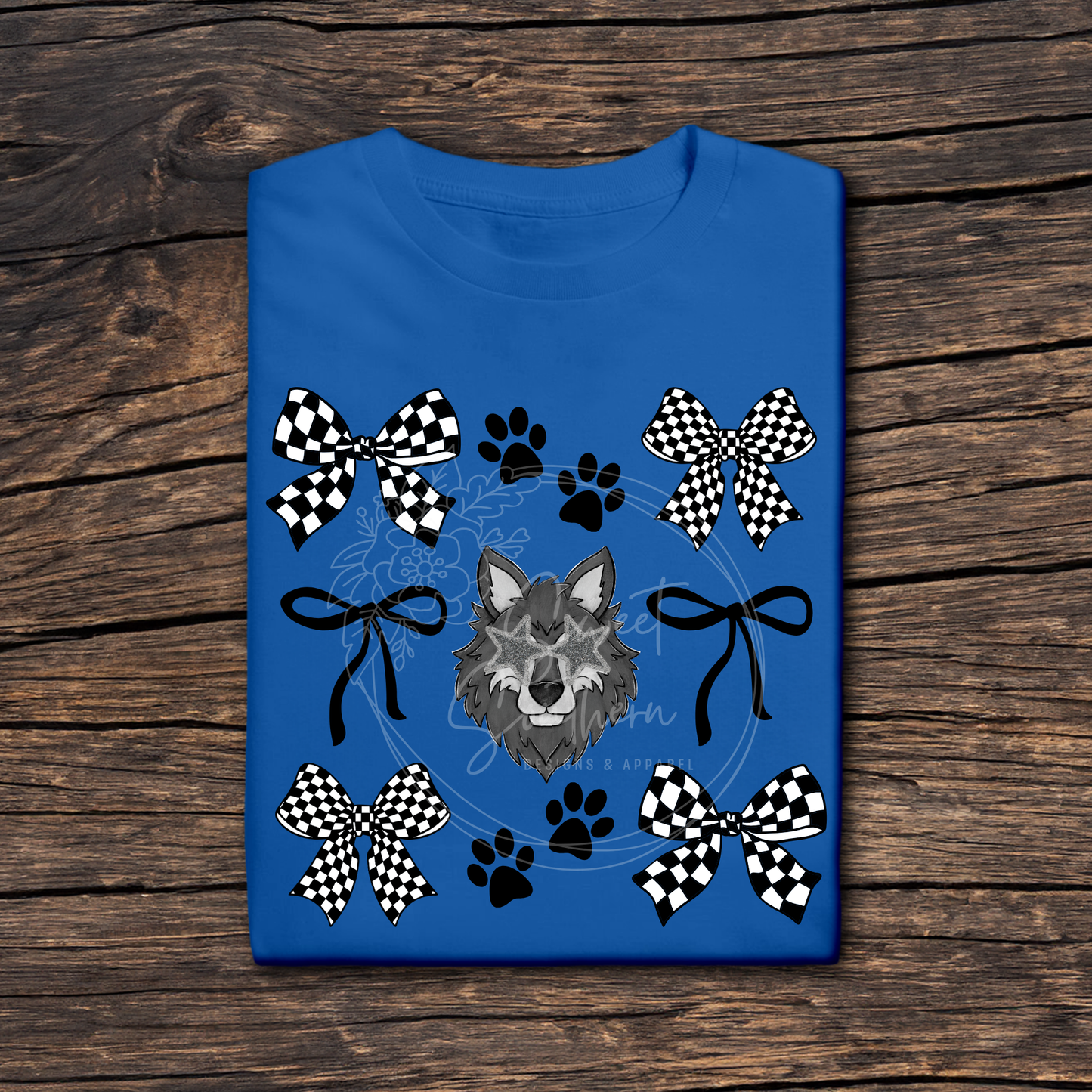 checkered bow wolves t-shirt