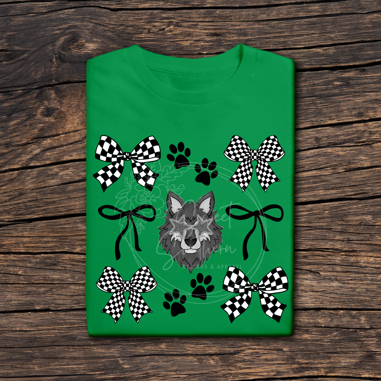 checkered bow wolves t-shirt
