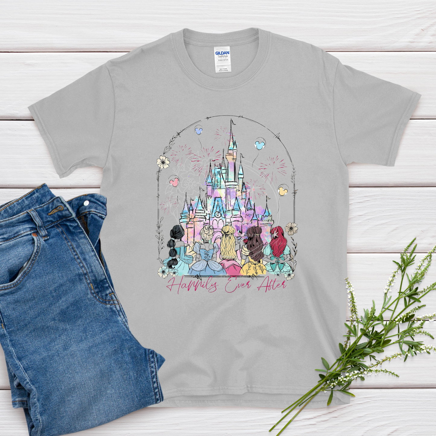princess' with castle t-shirt