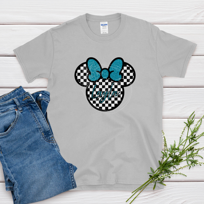 minnie mouse checkered personalized t-shirt