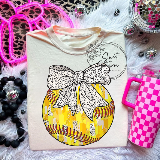 softball polka dot bow t-shirt
