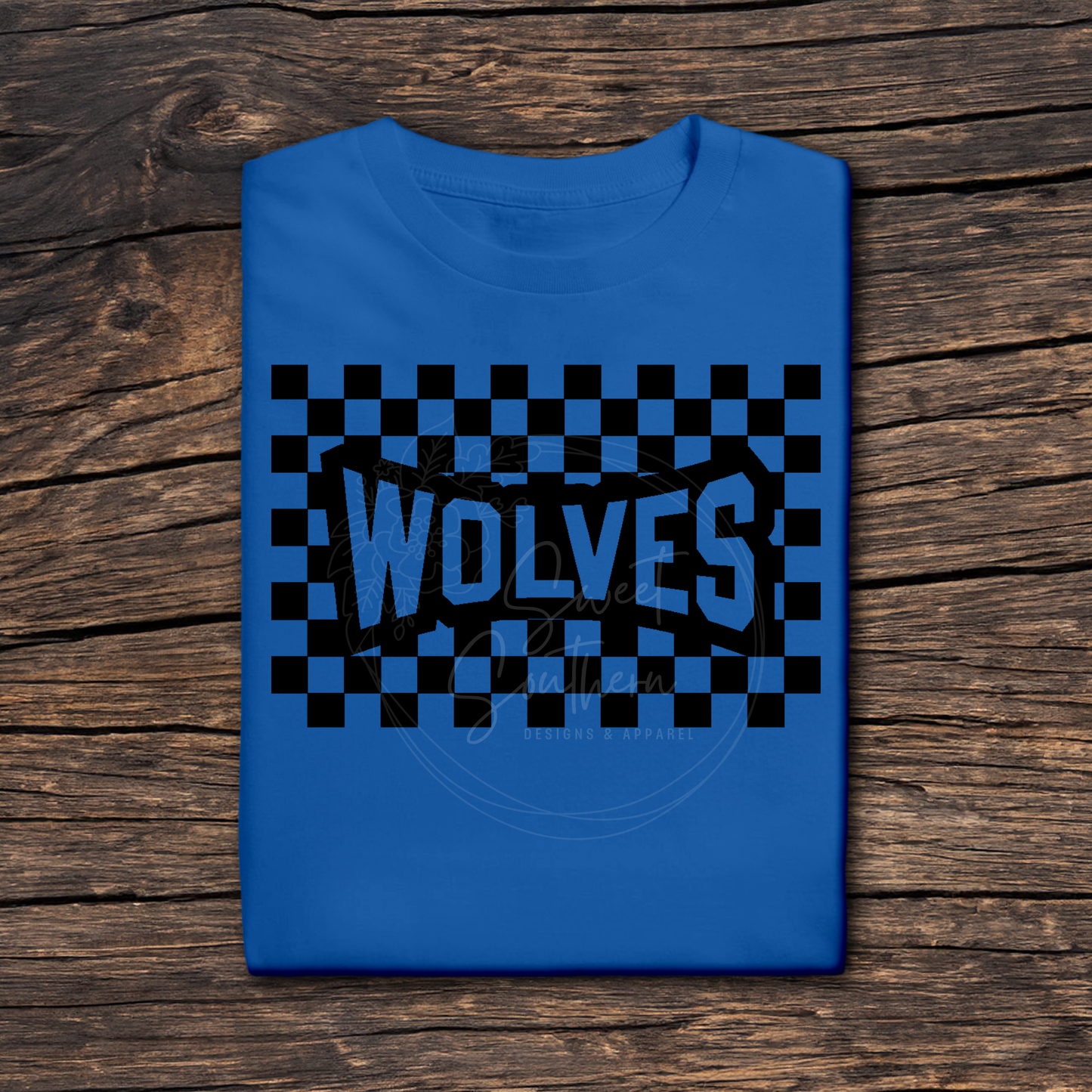 checkered wolves colored t-shirt