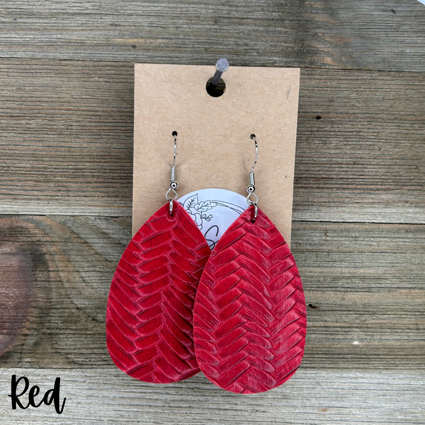 Herringbone Leather Earrings