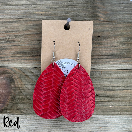 Herringbone Leather Earrings