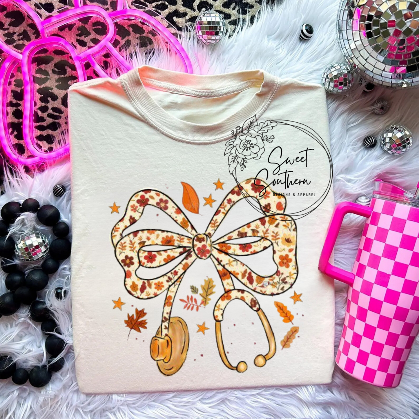 bow stethoscope t-shirt