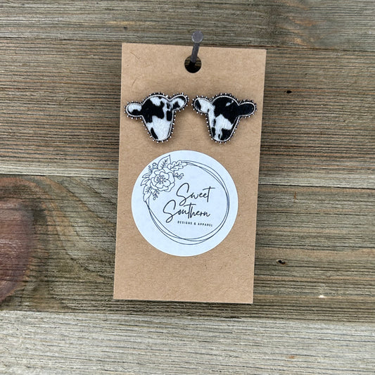 Cowhide Stud Earrings
