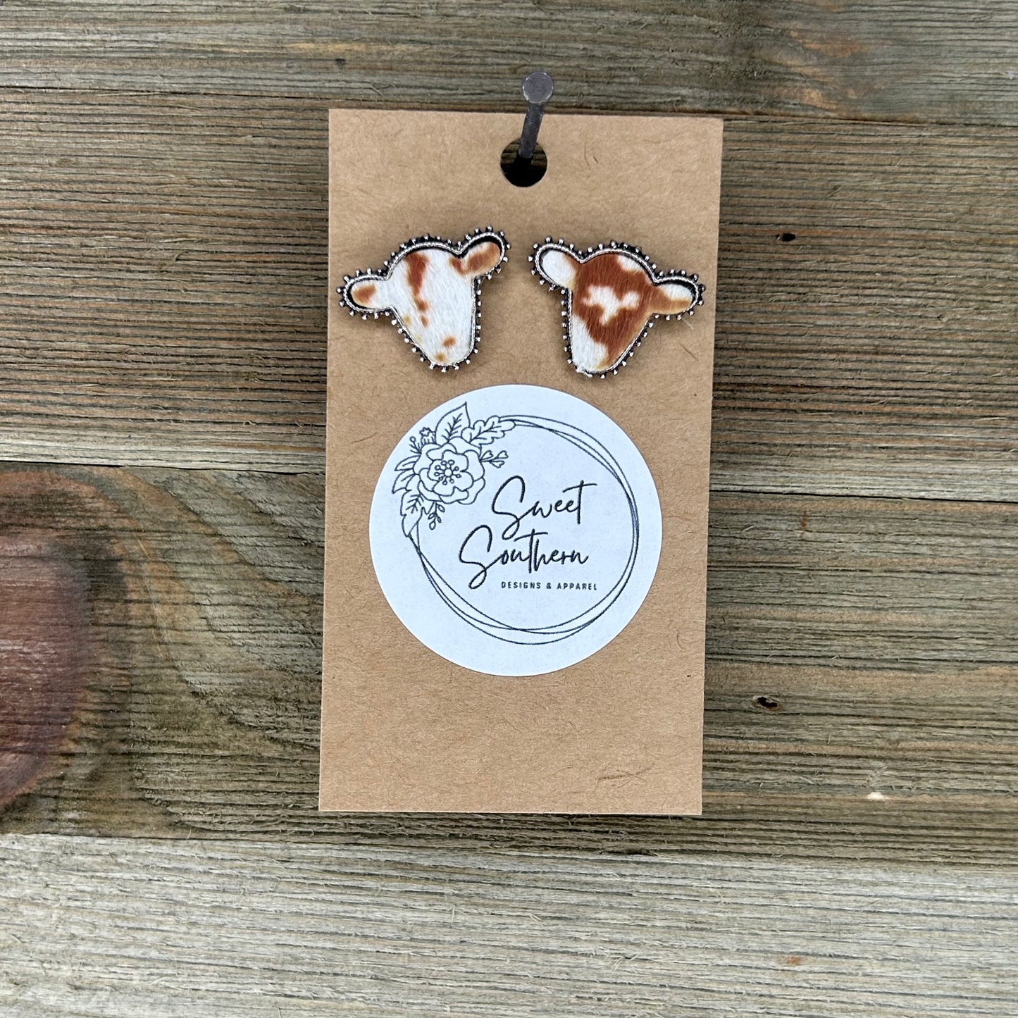 Cowhide Stud Earrings