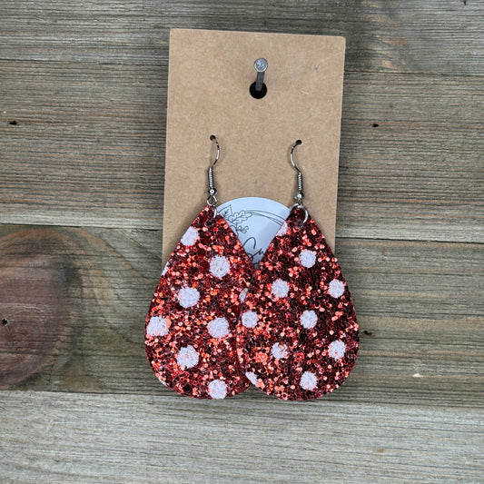 Polka Dot Glitter Teardrop Earrings