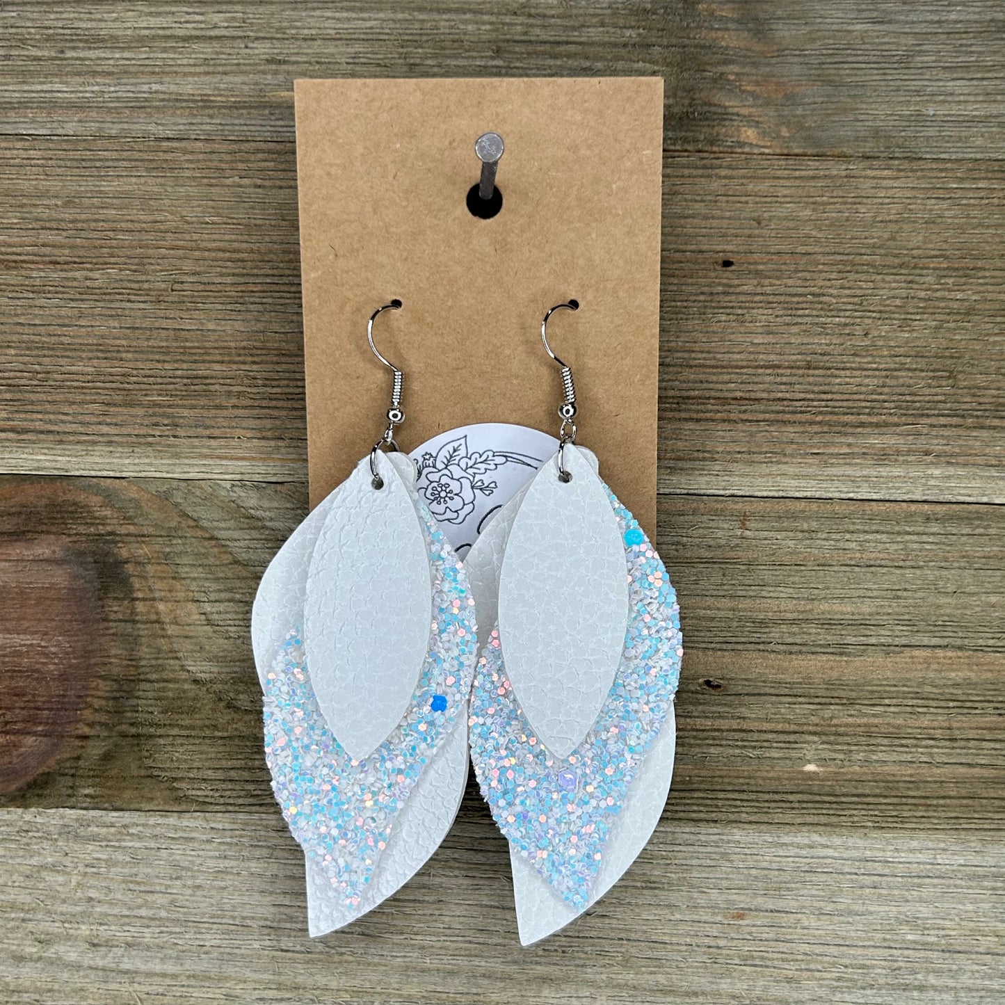 Leather & Glitter Layered Earrings