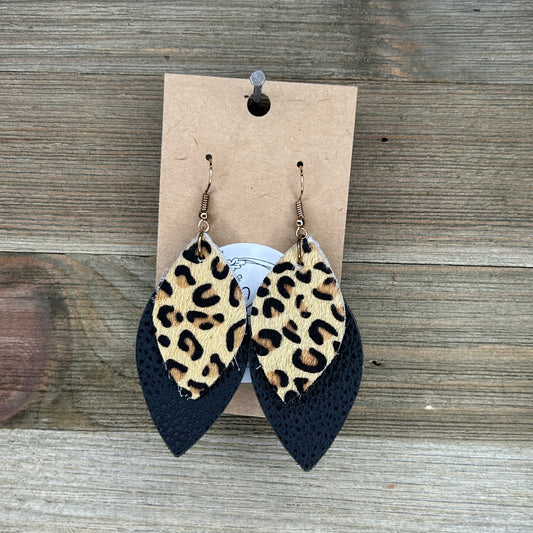Cheetah/Black Double Layer Earrings