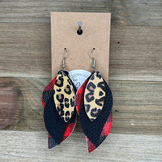 Red Buffalo Checkered Layered Earrings