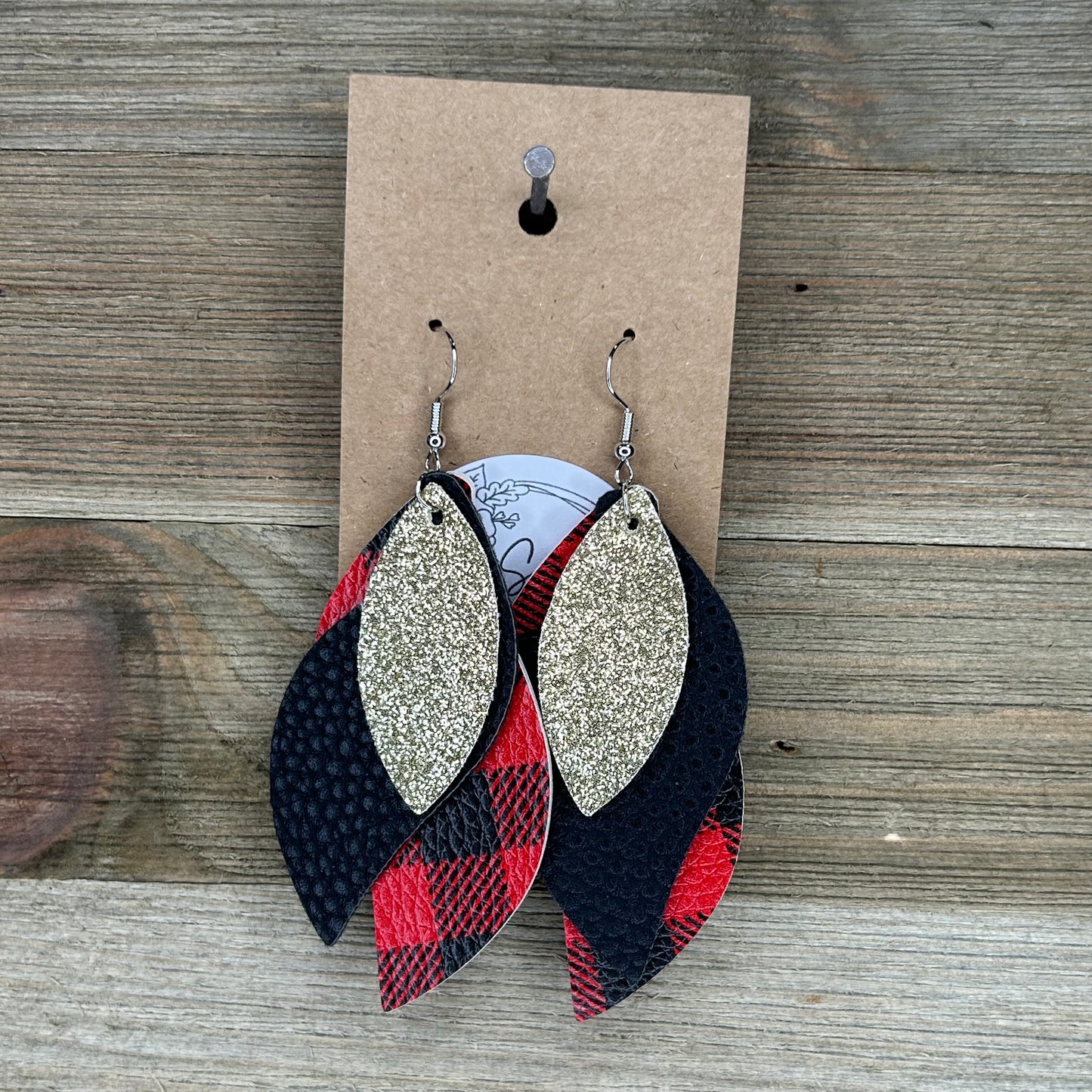 Red Buffalo Checkered Layered Earrings
