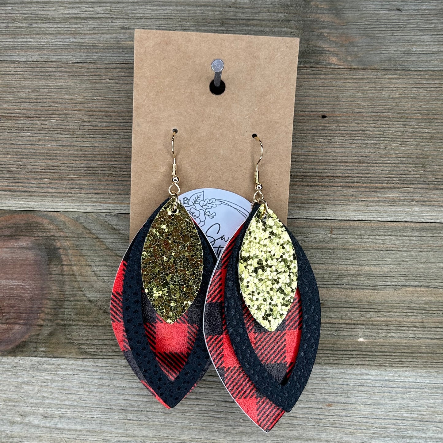 Red Buffalo Checkered Layered Earrings
