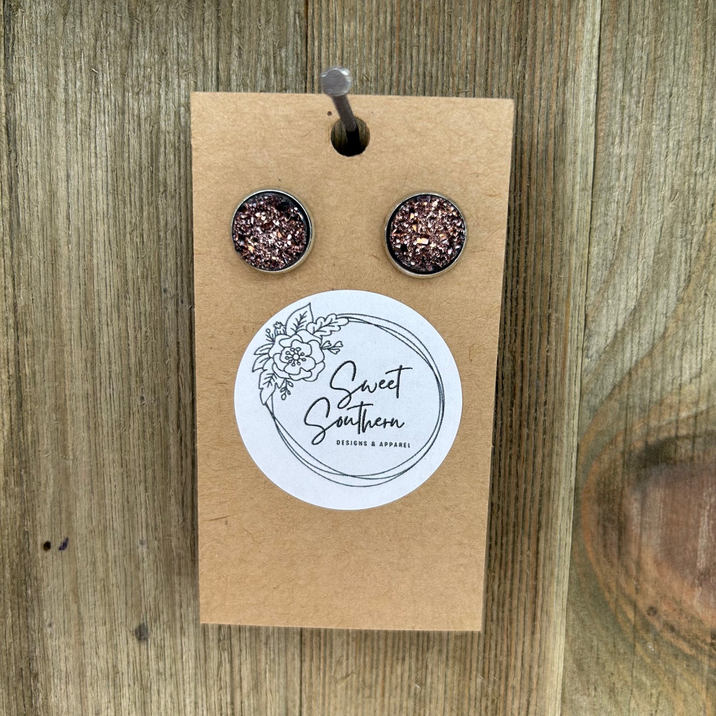 Large Druzy Stud Earrings