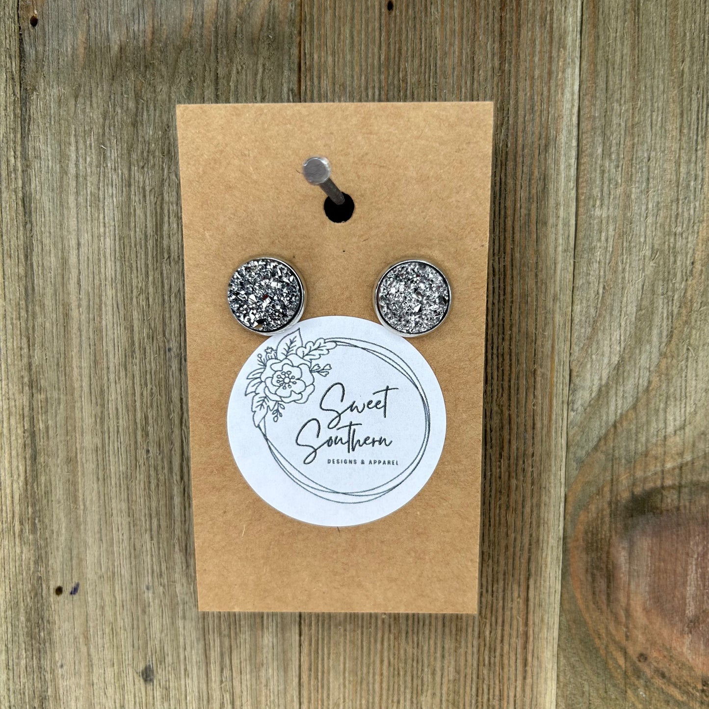 Large Druzy Stud Earrings