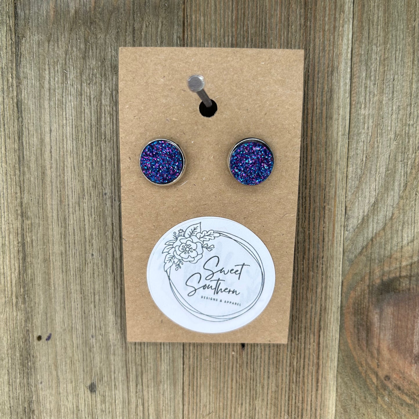 Large Druzy Stud Earrings