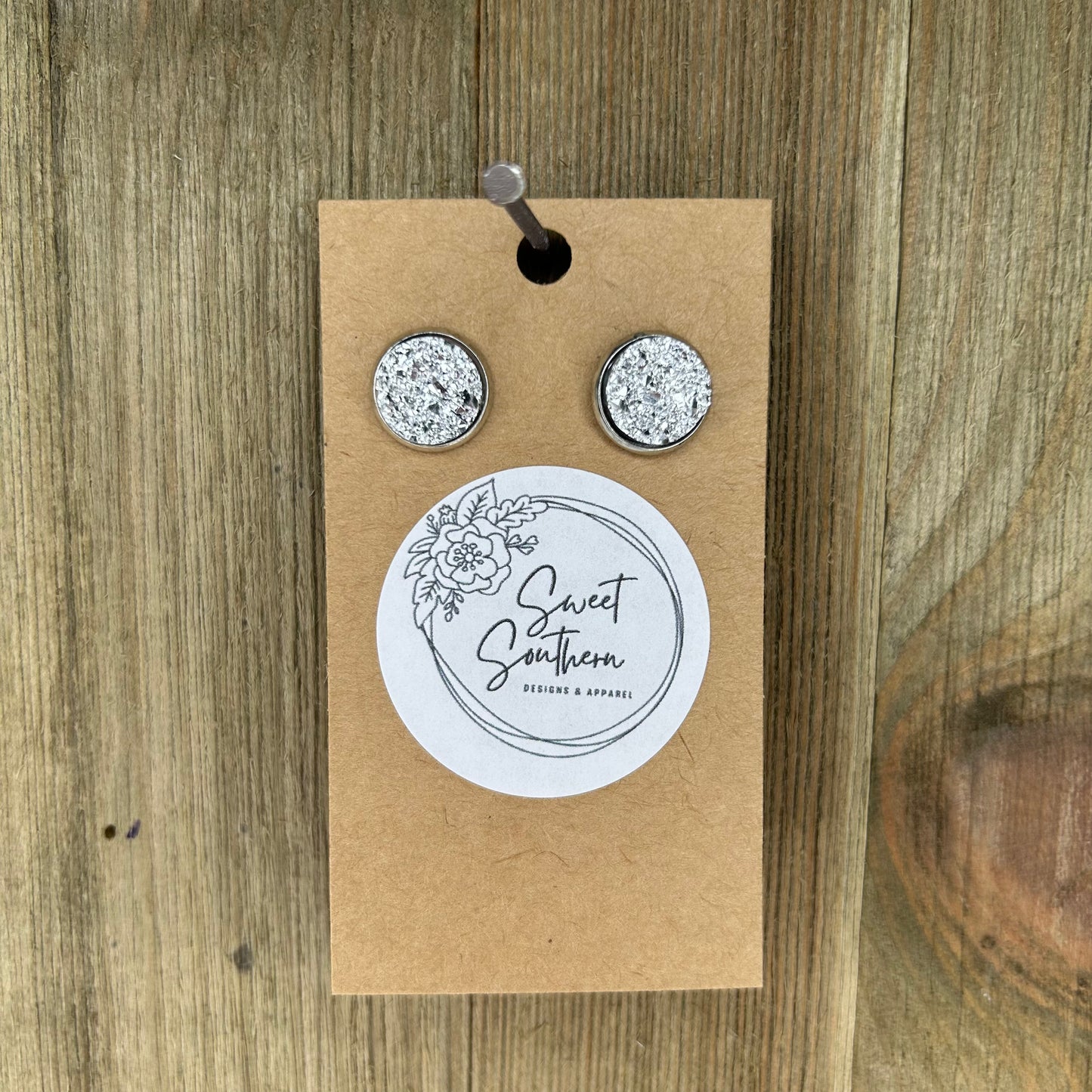 Large Druzy Stud Earrings